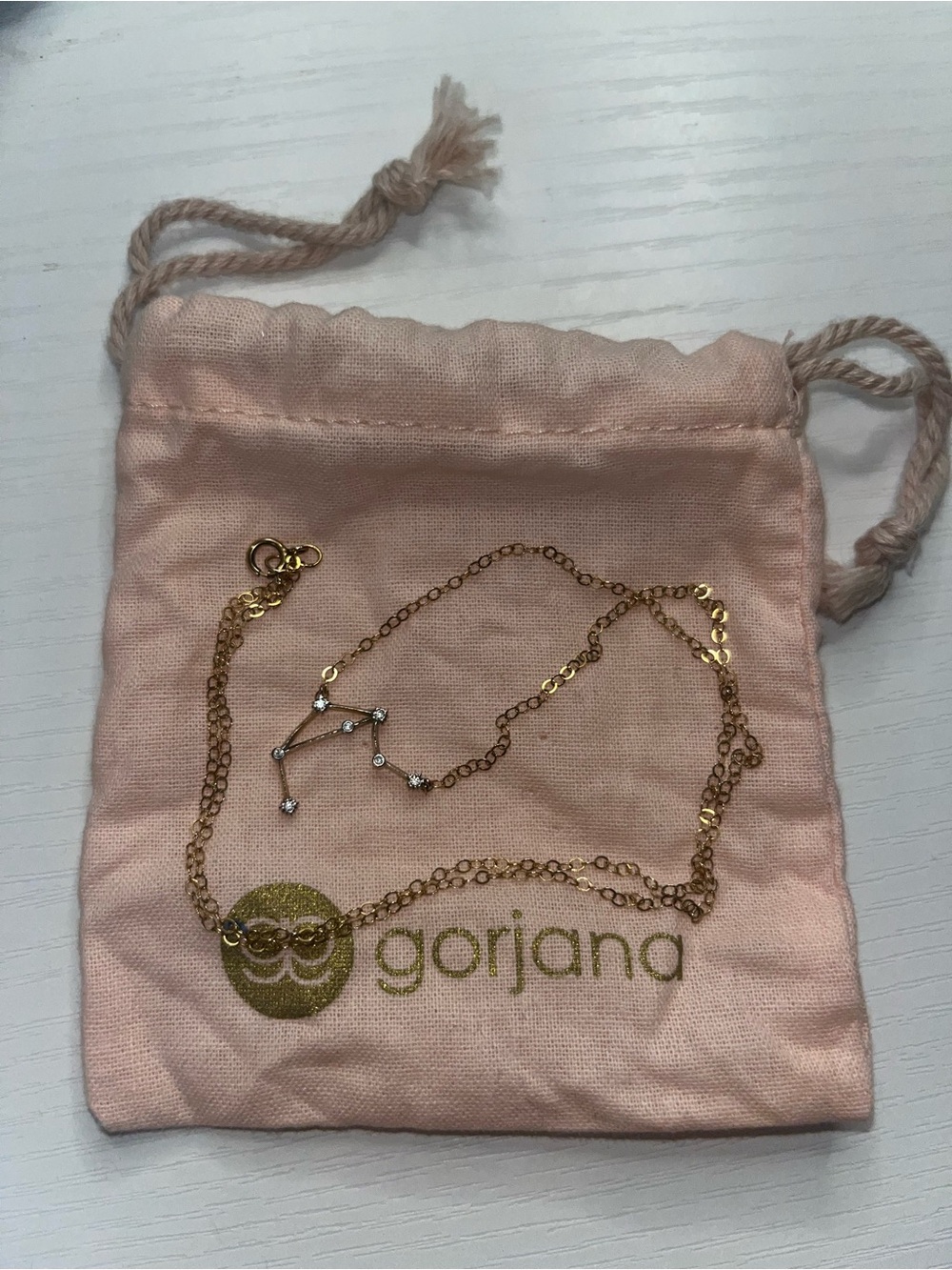 gorjana Gold Libra Constellation Necklace with Pink Pouch